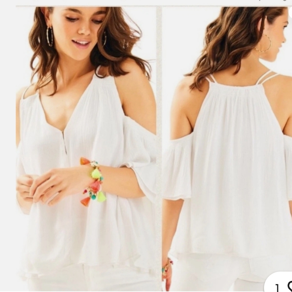 Lilly Pulitzer White Cold Shoulder Top